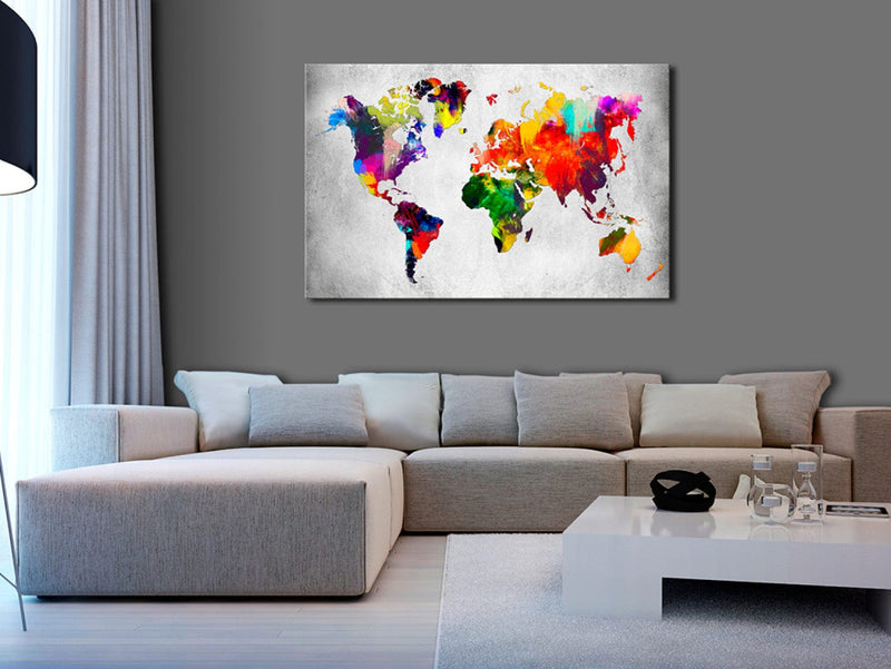 Glezna - abstrakta pasaules karte, Krāsainā revolūcija, 94549, (x1) Tapetenshop.lv.