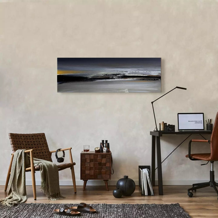 Mākslinieciska Glezna "Jūras Elegance" – Pelēka Ainava ART XL