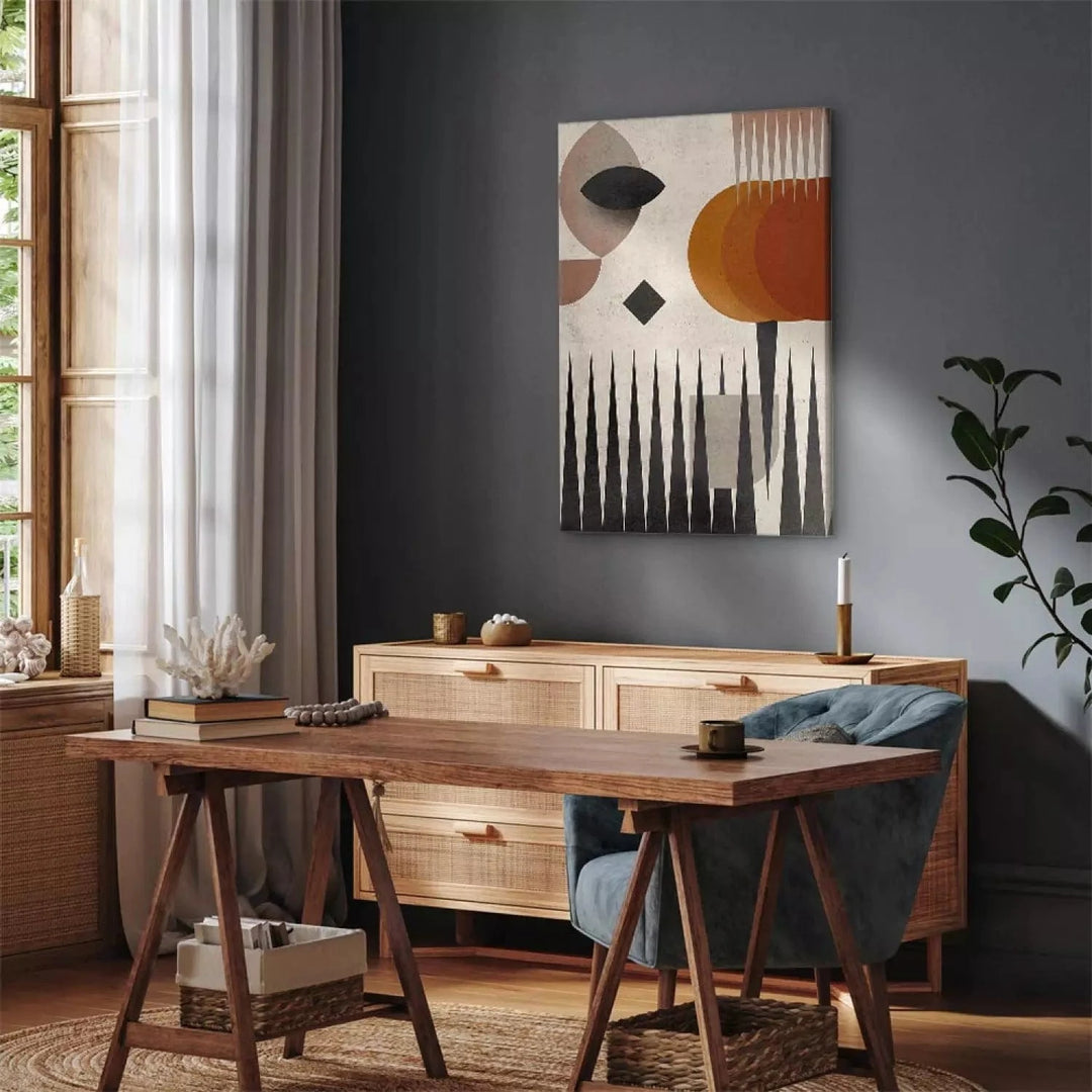Kanva - abstrakts raksts - Saule aiz kalniem, (x 1), moderns dizains G-ART