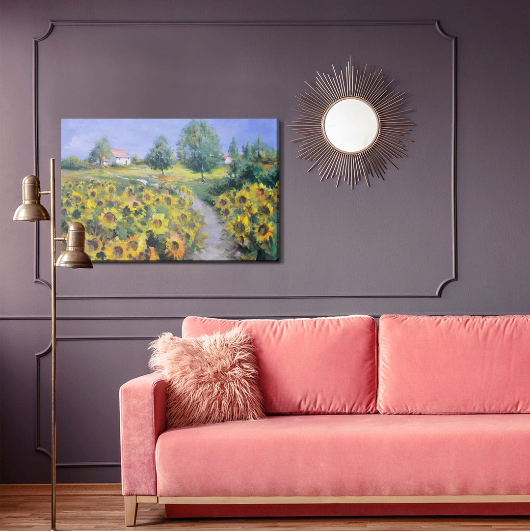 Kanva - Ainava ar saulespuķēm, it kā gleznota, N-1656 X-ART