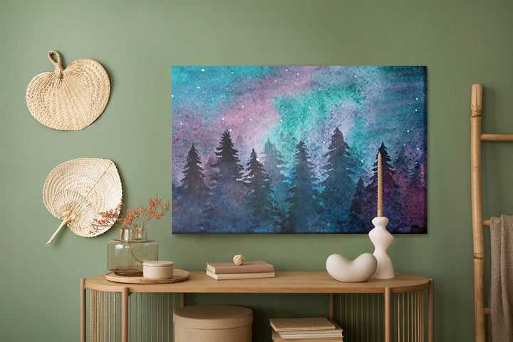 Kanva - Akvareļa nakts meža ainava, N-1216 X-ART