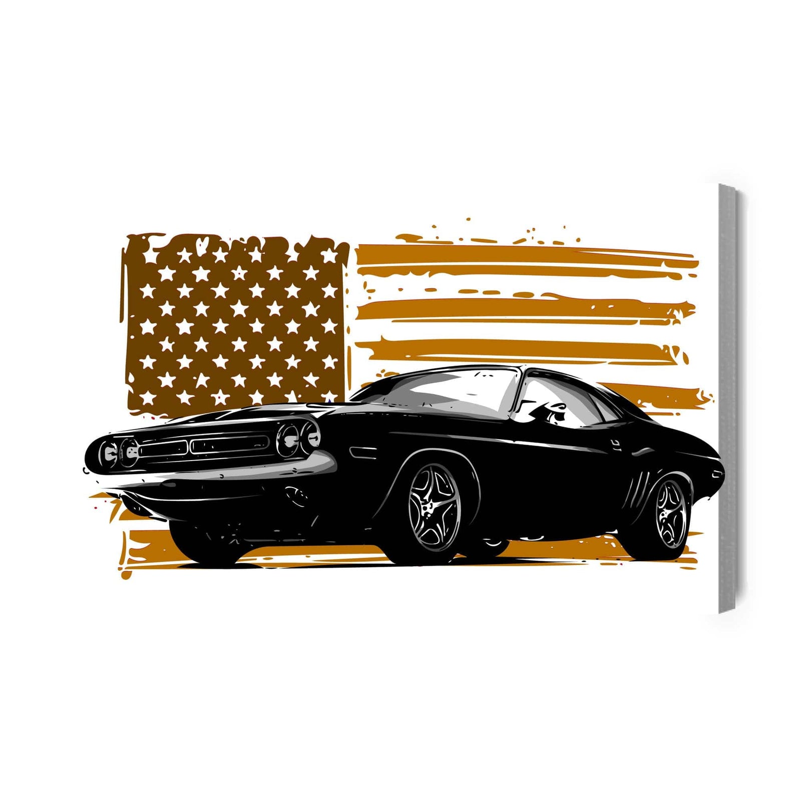 Kanva - Amerikāņu muskuļauto uz fona ar smilškrāsas ASV karogu, N-2821 X-ART