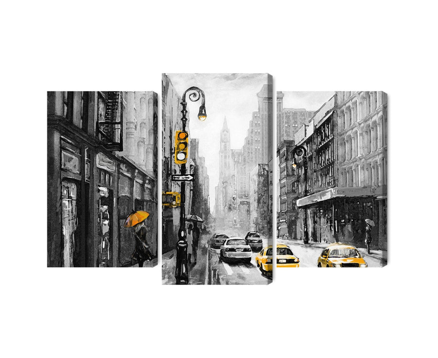 Kanva: ASV pilsētas iela, ūdenskrāsu tehnika X-ART