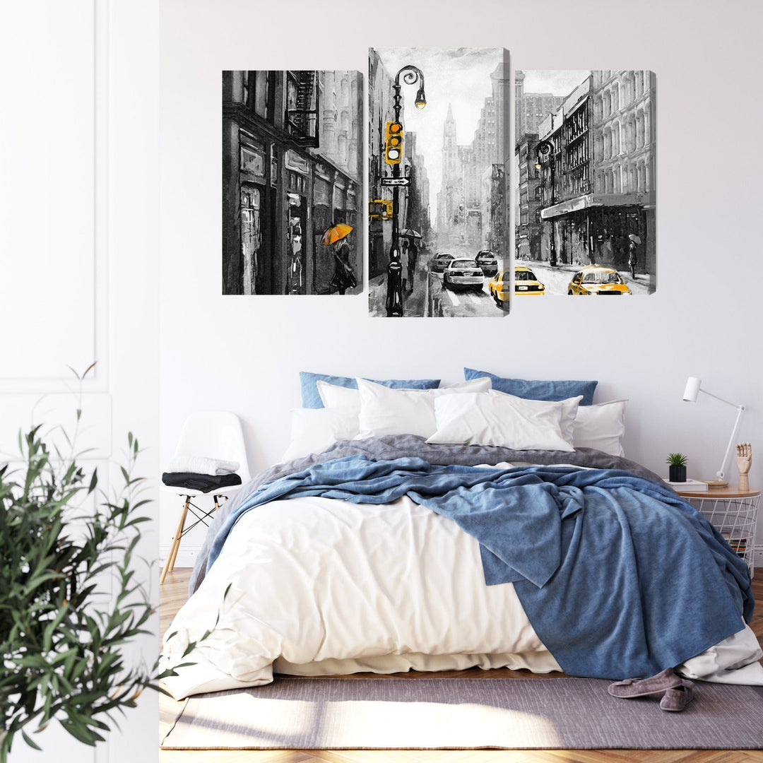 Kanva: ASV pilsētas iela, ūdenskrāsu tehnika X-ART