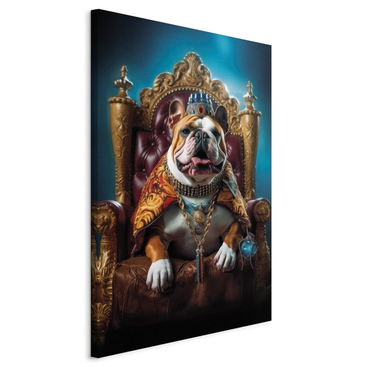 Glezna ar suni - Angļu buldogs tronī karaļa lomā, 150259 G-ART