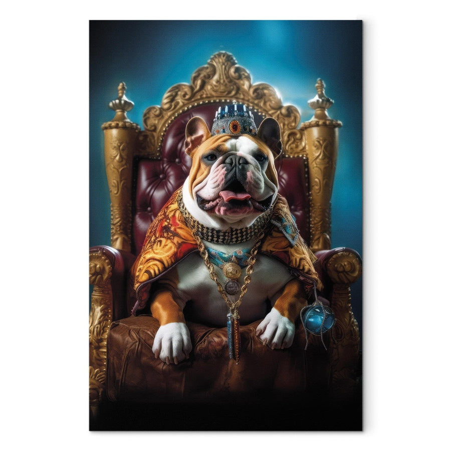 Glezna ar suni - Angļu buldogs tronī karaļa lomā, 150259 G-ART
