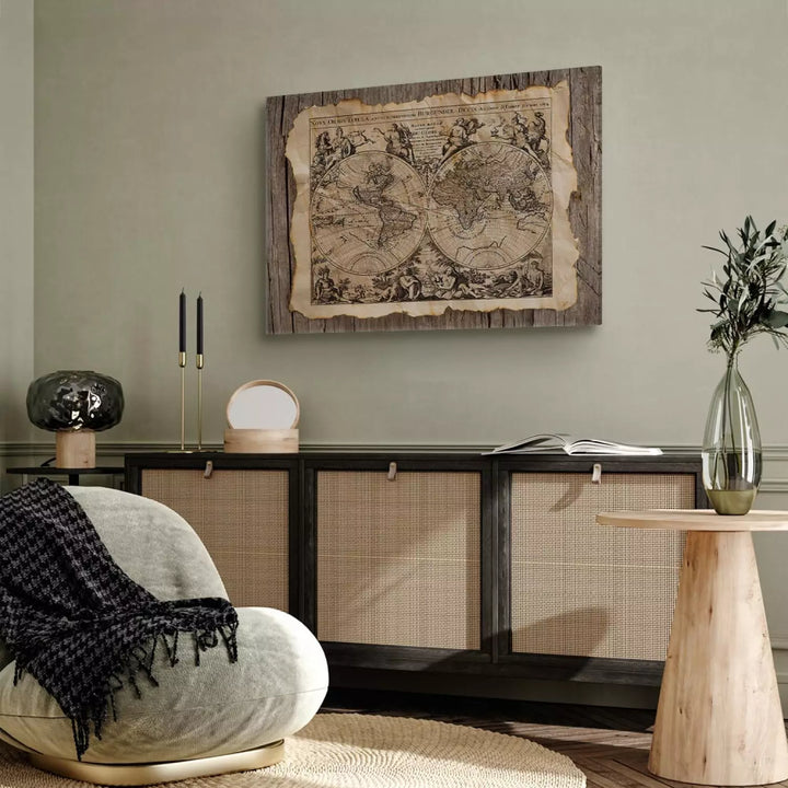 Glezna - Antīkās karte, vintāžas stils, brūnā krāsā, 91180 ART XL