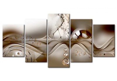 Paveikslai ant drobės su smėlio spalvos abstrakcija - Meninė disharmonija, (x5), 90436 G-ART.