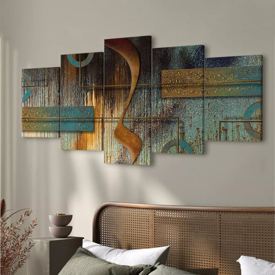 Glezna ar abstrakciju brūnā un tirkīzā krāsā, 91940 ART XL