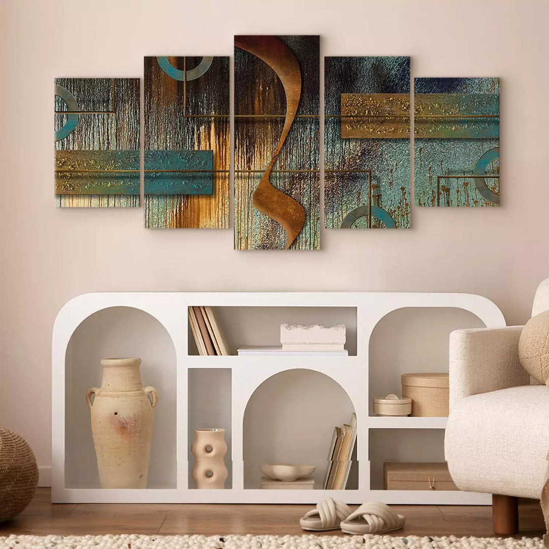 Glezna ar abstrakciju brūnā un tirkīzā krāsā, 91940 ART XL