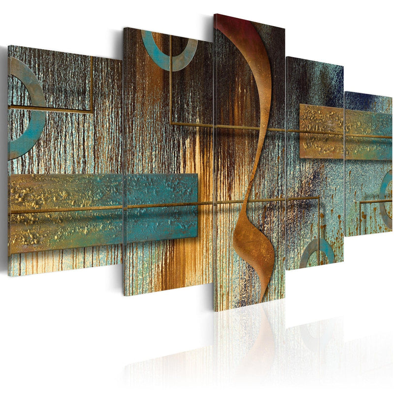 Canva with abstraction in brown and turquoise (x 5), 91940 G-ART.