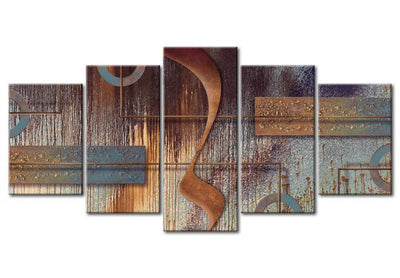 Paveikslai ant drobės su rudų tonų abstrakcija - rytietiška kompozicija, 91941 (x5) G-ART.