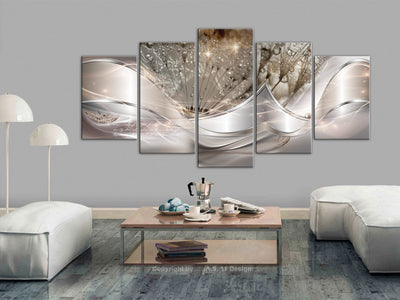 Canva with abstract background - Sparkling Dandelions (x 5) Beige, 107625 G-ART.