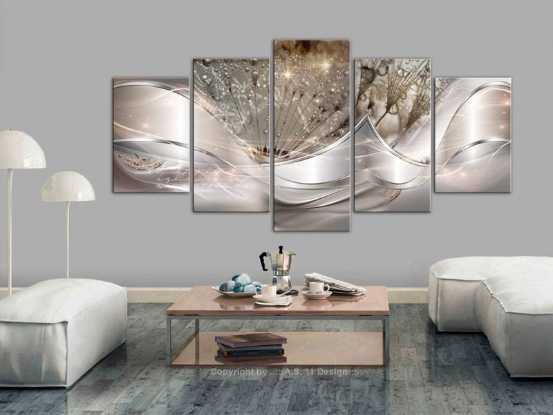 Canva with abstract background - Sparkling Dandelions (x 5) Beige, 107625 G-ART.