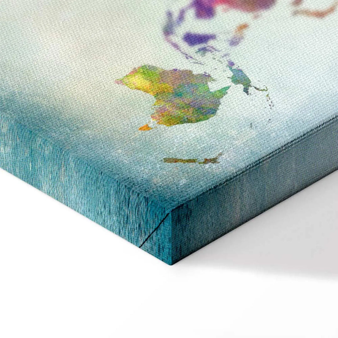 Glezna ar abstrakta pasaules karti, zilā - Kartogrāfiskā harmonija ART XL