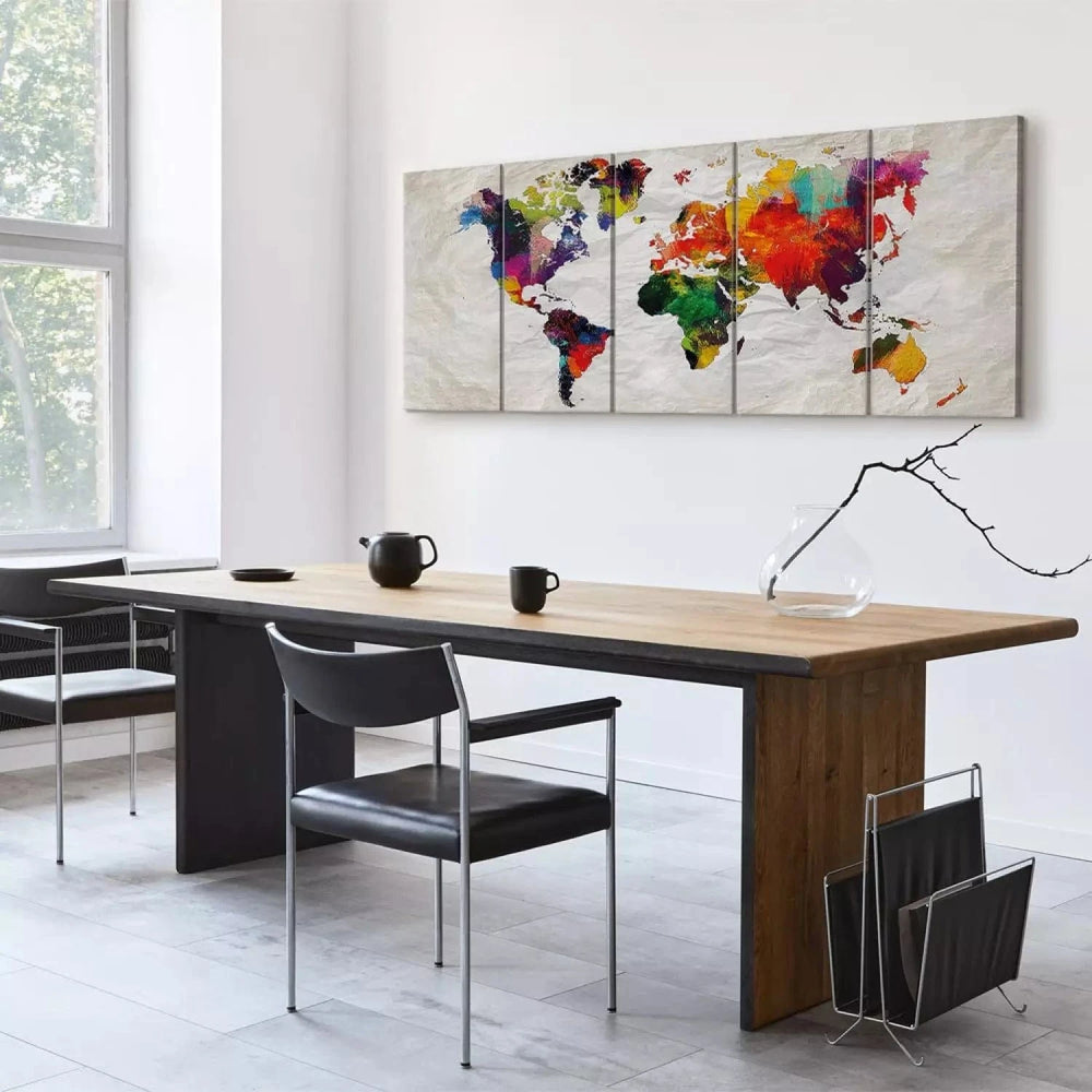 Kanva ar abstrakta pasaules karti - Samīcīta karte, daudzkrāsaina ART XL