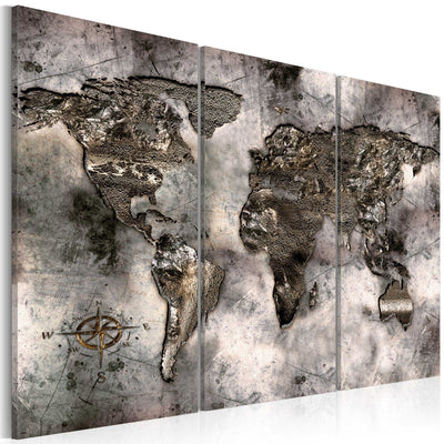 Glezna ar abstrakta pasaules karti vintāžas stilā, tumšos toņos, (x3), 56238 Tapetenshop.lv.