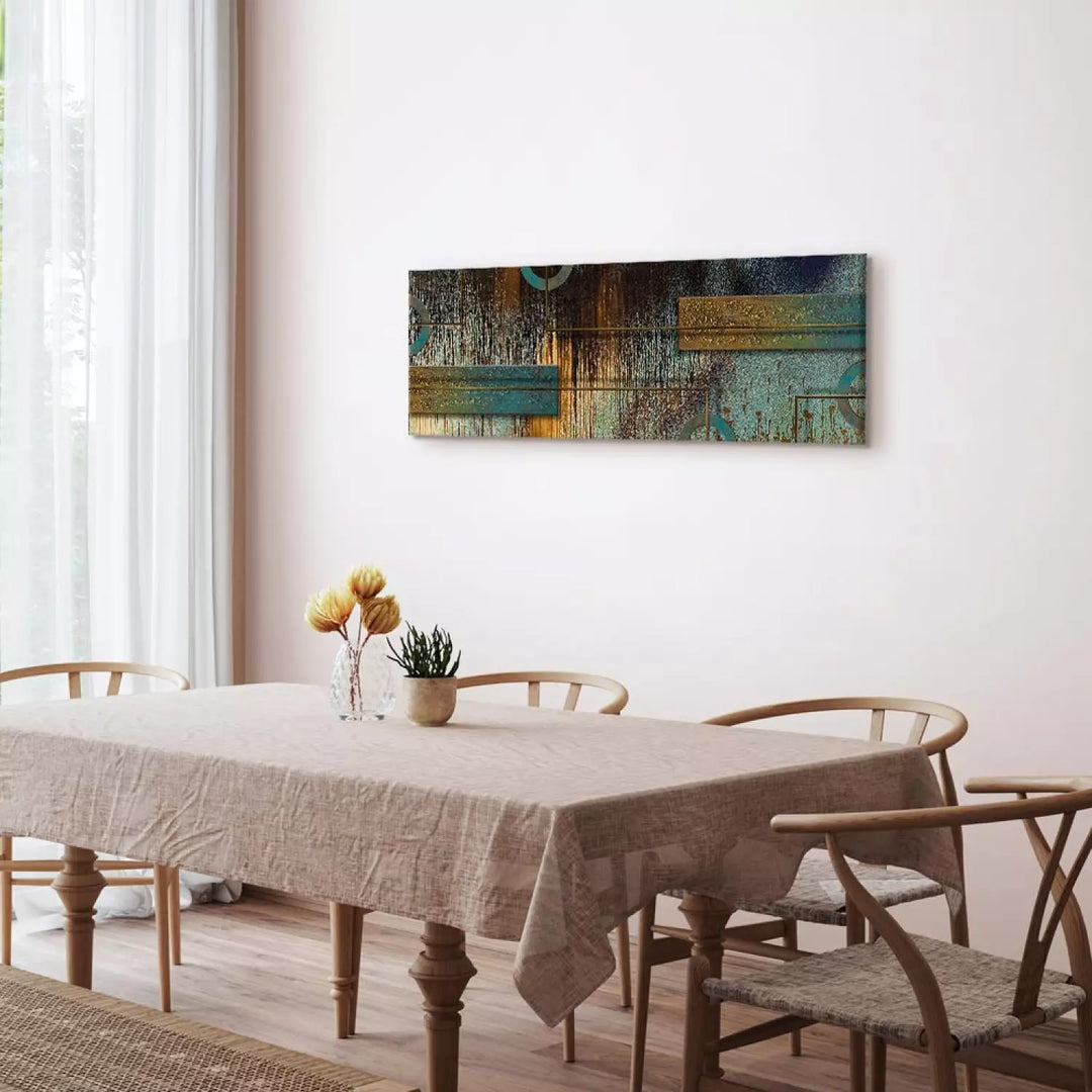 Glezna "Mākslinieciskā Variācija" – Tirkīza Abstrakcija ART XL