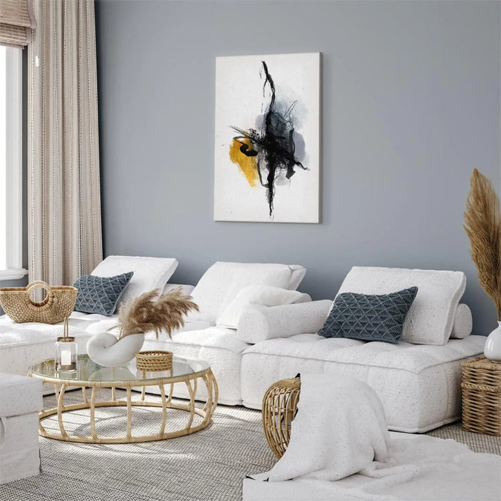 Glezna ar abstrakta rakstu uz balta pamata - Straume (x 1) - 131685 ART XL