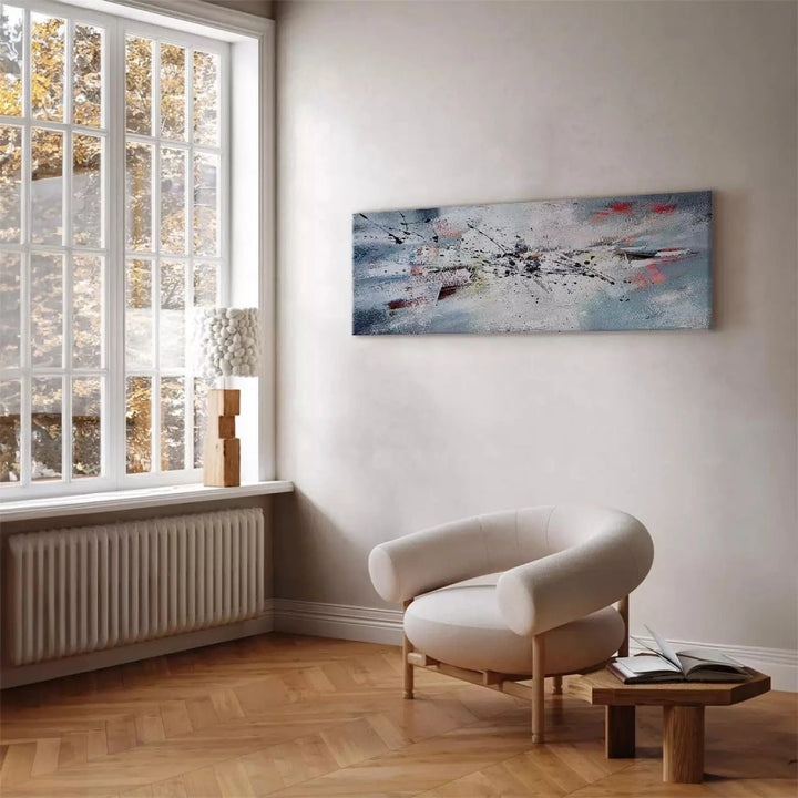 Kanva ar abstrakta rakstu - Ziema, pelēkos toņos, 118682 ART XL