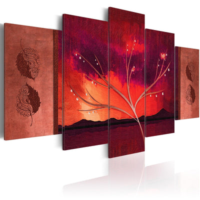 Canvas-taulut abstraktilla syksyn kuviolla - Carmine Autumn, 92720, (x5) G-ART