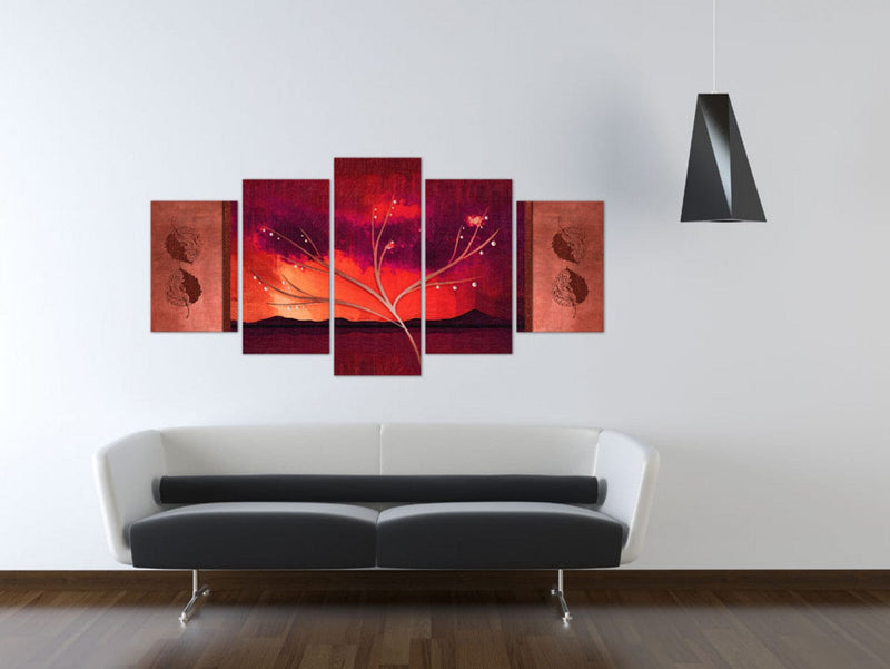 Canvas-taulut abstraktilla syksyn kuviolla - Carmine Autumn, 92720, (x5) G-ART
