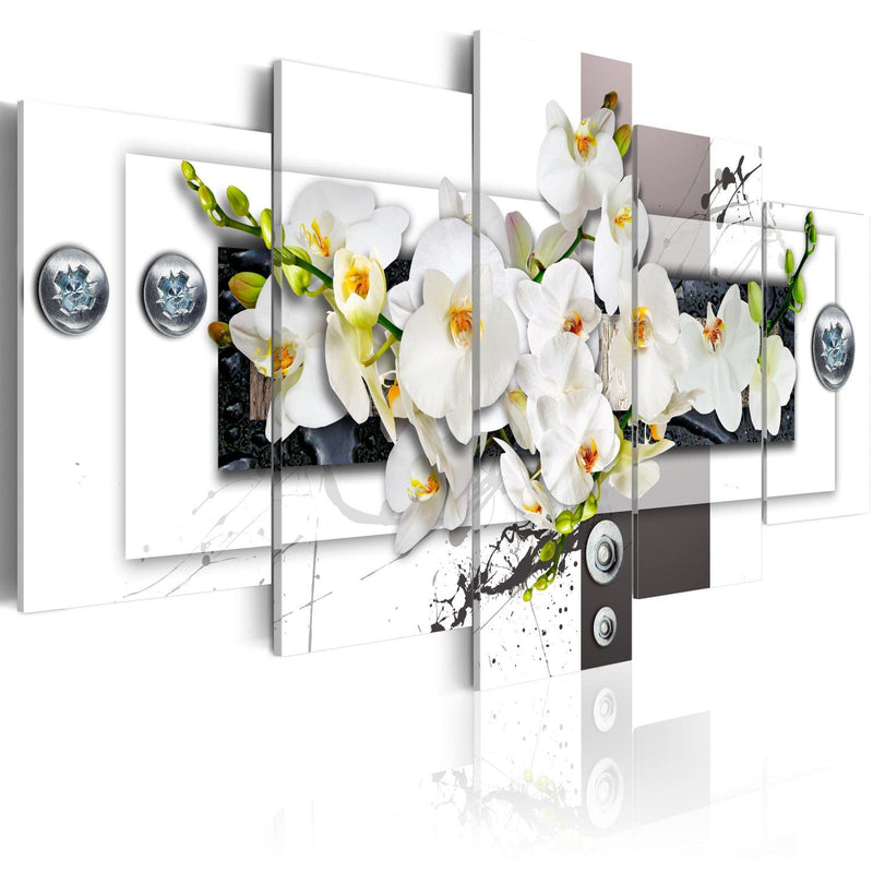 Canva with white orchids - Mechanical orchid, (x5), 92734 G-ART.