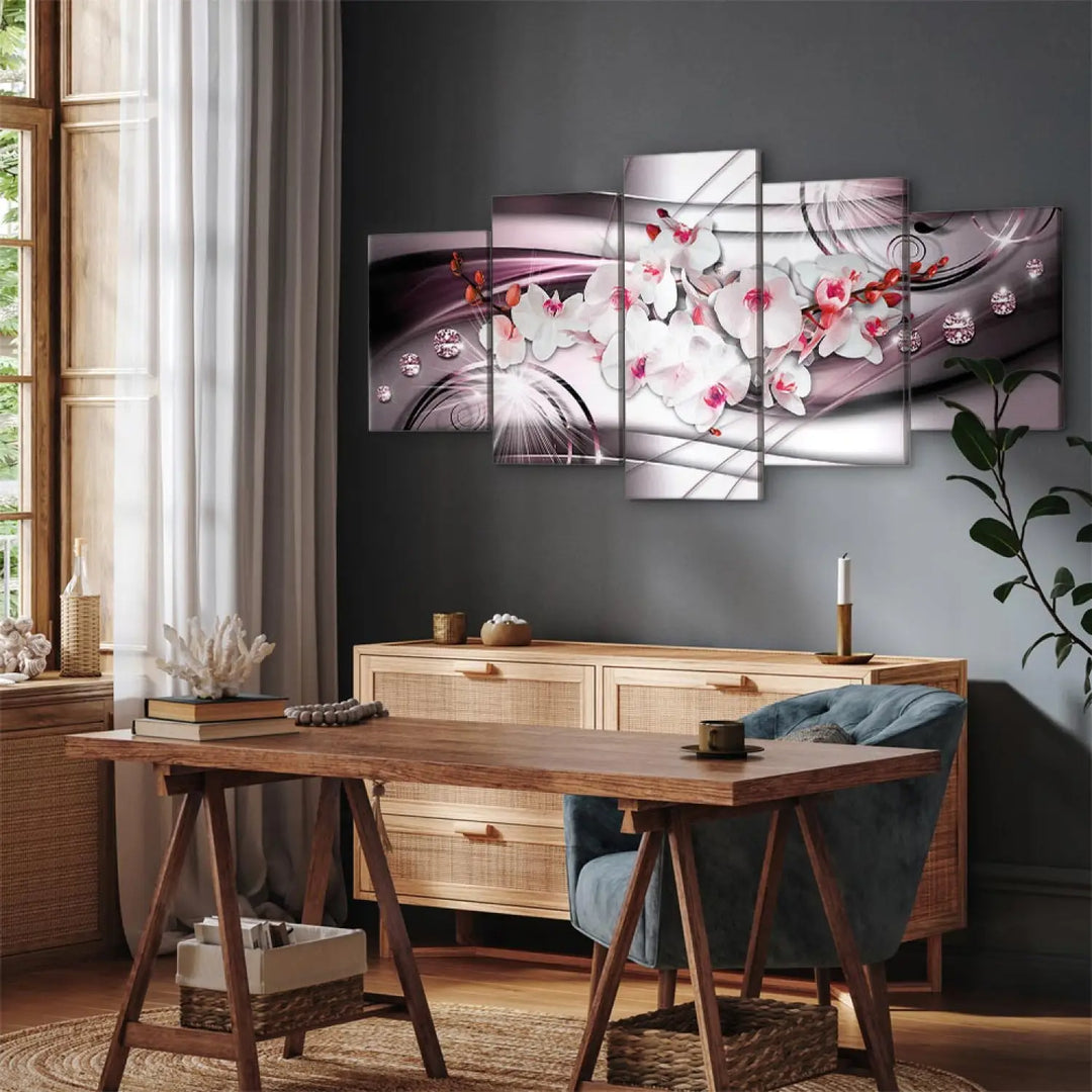 Glezna ar baltām orhidejām un mirdzošiem dimantiem, (x5), 62436 ART XL