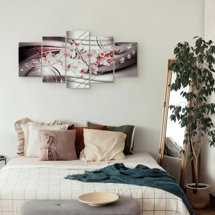 Glezna ar baltām orhidejām un mirdzošiem dimantiem, (x5), 62436 ART XL