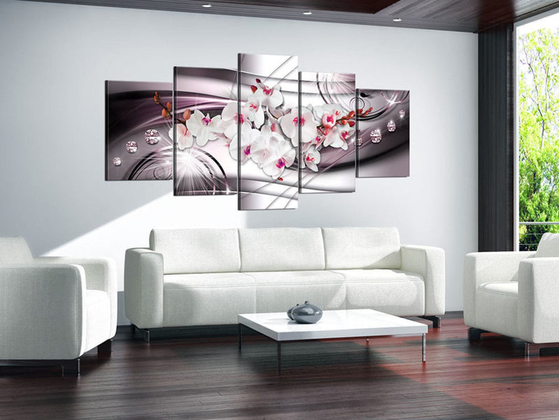 Canva with white orchids and sparkling diamonds, (x5), 62436 G-ART.