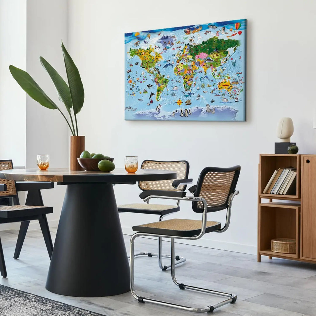 Glezna ar bērnu pasaules karti - Krāsaini ceļojumi, daudzkrāsaina ART XL
