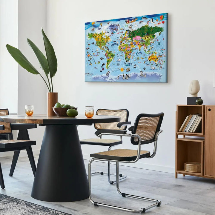 Glezna ar bērnu pasaules karti - Krāsaini ceļojumi, daudzkrāsaina ART XL