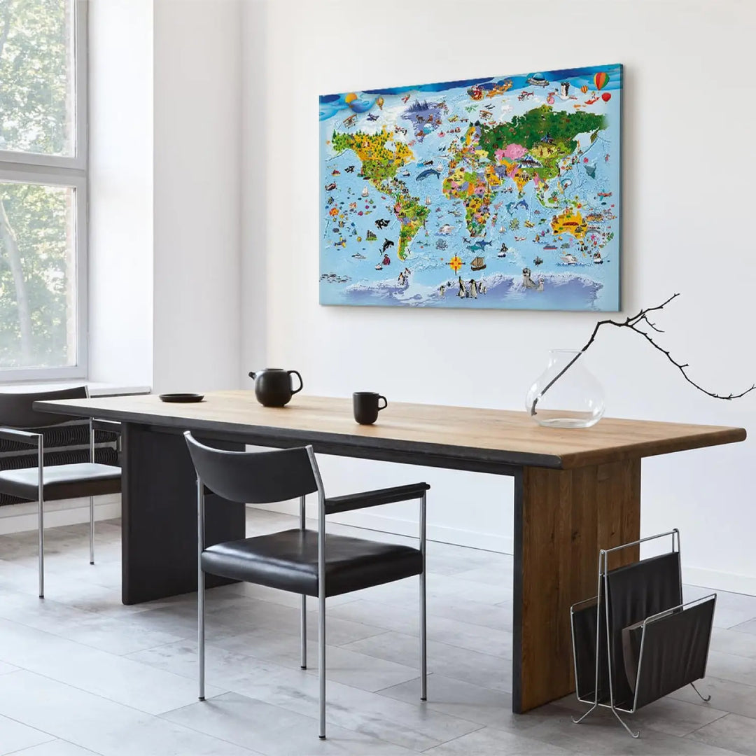 Glezna ar bērnu pasaules karti - Krāsaini ceļojumi, daudzkrāsaina ART XL