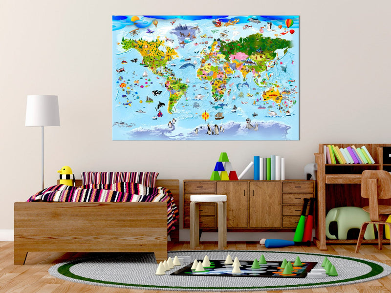 Glezna ar bērnu pasaules karti - Krāsaini ceļojumi (x1), 97574 Tapetenshop.lv.