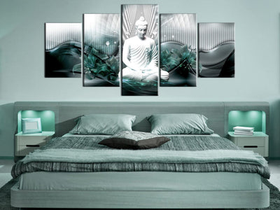 Canva with Buddha in grey and turquoise - Azure Meditation, 91097 (x5) G-ART.