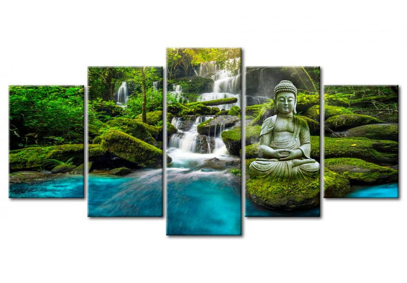 Canvas-taulut Buddhan kanssa vesiputouksella - Harmony Sanctuary, (x5), 90013 G-ART.