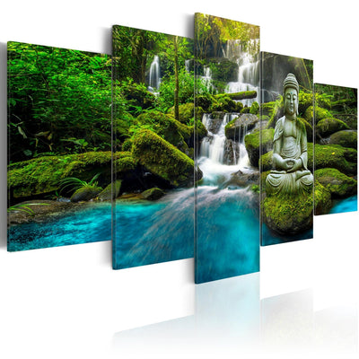 Canva with Buddha at the waterfall - Harmony Sanctuary, (x5), 90013 G-ART.