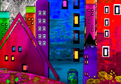 Canva with multicoloured city- Expression City, 93720, (x5) G-ART.