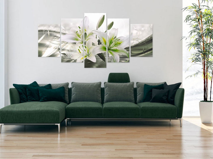 Glezna ar elegantām baltām lilijām - Jutekliskā smalkjūtība, 93794 G-ART
