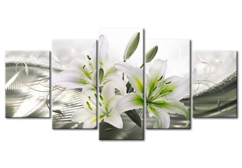 Canvas-taulut tyylikkäillä valkoisilla liljoilla - Sensual Delicacy, 93794, (x5) G-ART.