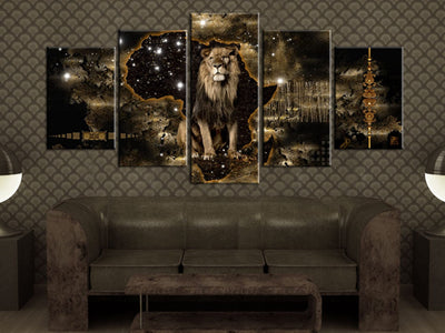 Glezna ar lauvu - Zelta lauvu, (x 5), 50001 Tapetenshop.lv.