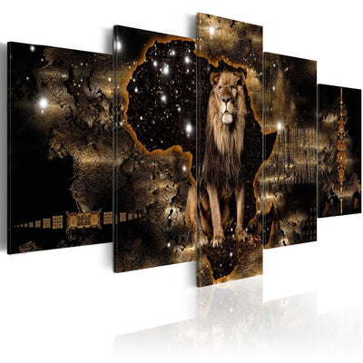 Canvas-taulut leijonan kanssa - Golden Lion, (x 5), 50001 G-ART.