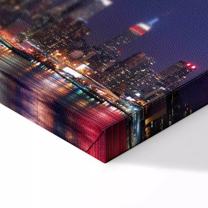 Glezna Ņujorkas Nakts Dzīve – Tumši Zila Pilsētas Panorāma ART XL