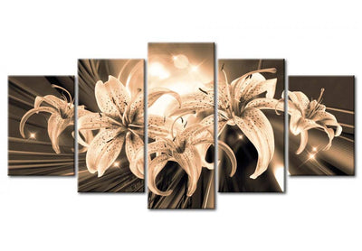 Canvas-taulut liljalla ruskean sävyissä - Memory Bouquet, 90609 (x5) G-ART.
