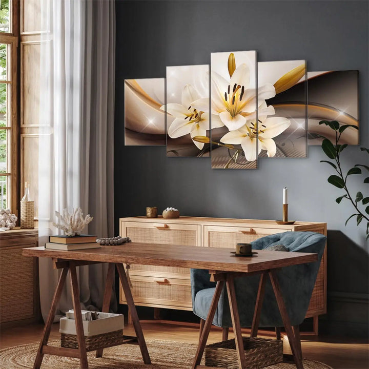 Glezna ar lilijām, brūnos toņos - Mirdzošā lilija ART XL