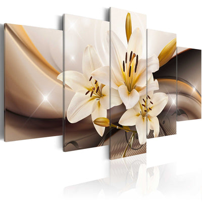 Canvas-taulut liljojen kanssa, ruskea - Shining Lily, (x5), 63944 G-ART.