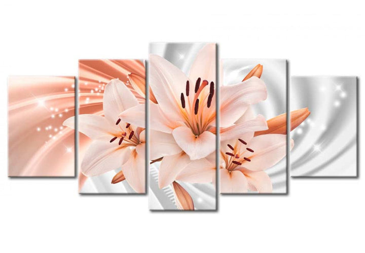 Glezna viesistabai ar lilijām koraļkrāsā - Koraļļu lilijas, (x5), 92261 G-ART