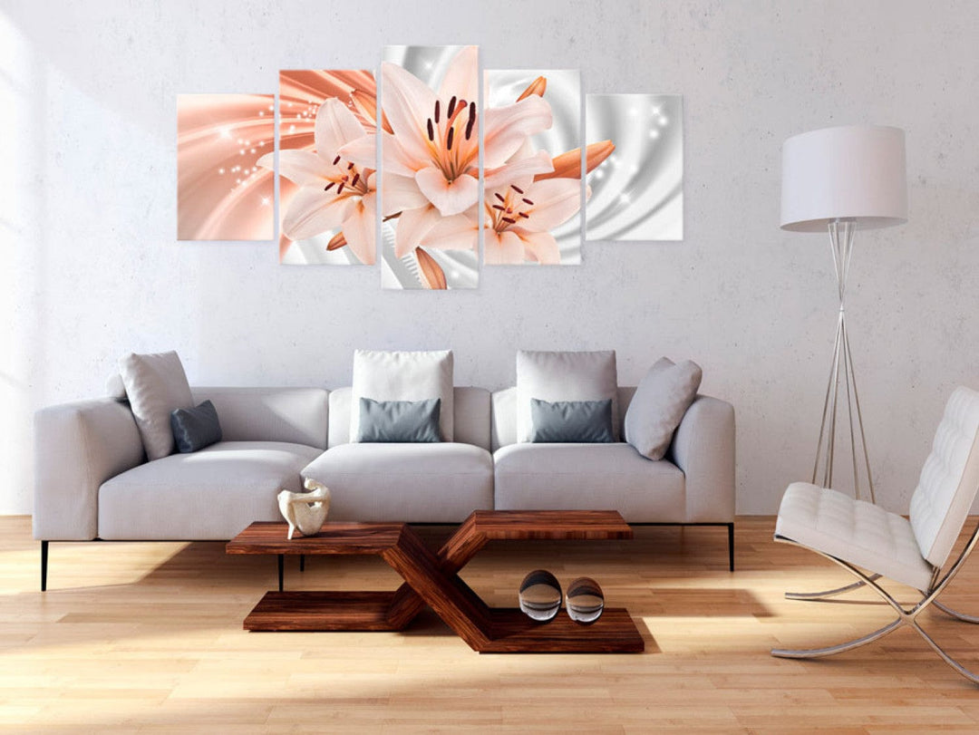 Glezna viesistabai ar lilijām koraļkrāsā - Koraļļu lilijas, (x5), 92261 G-ART