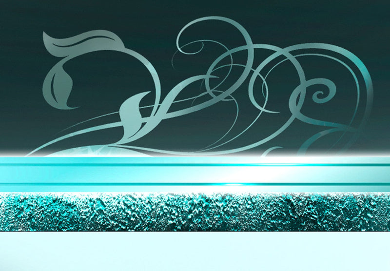 Canva with lily and abstract in turquoise - Sky Blue Lilies, (x5), 93050 G-ART.
