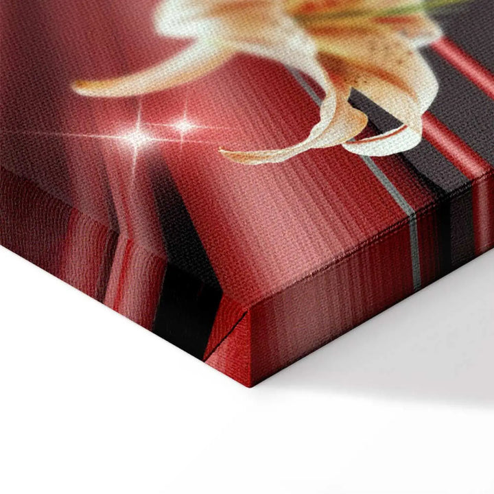 Glezna ar lilijām uz abstrakta sarkana fona - Kaislība, 90607 ART XL